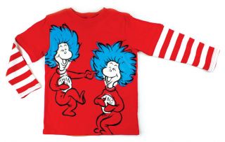 Dr. Seuss Cat in the Hat THING ONE 1 THING TWO 2 LONG SLEEVE T Shirt 