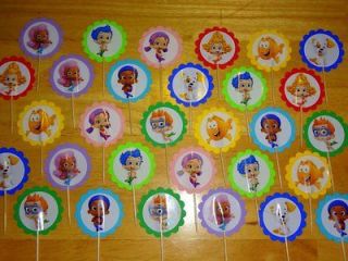 30 BUBBLE GUPPIES cupcake toppers picks Birthday Party Favors Supply