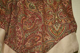 Burgundy and Gold Paisley Scalloped Valance   19 x 62