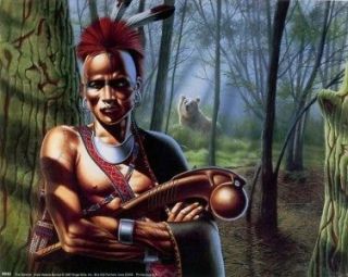 RED BUFFALO SHIELD: 10x8 In Native American Theme Print