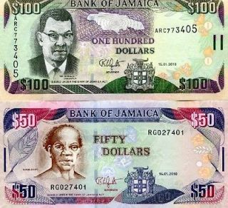JAMAICA 50 100 DOLLARS P New 2010 UNC set 2 pcs