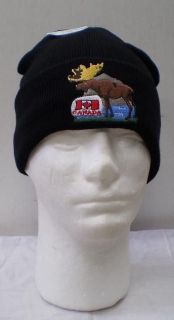 Canada Moose Beanie Tuque winter Hat BLACK Knit NEW