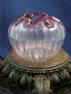 Antique Bohemian Kralik Cranberry Red & Rib Art Nouveau Glass Rose 