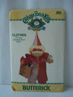 Vintage Butterick Cabbage Patch Kids Doll #999 Sewing Pattern 