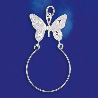 Sterling Silver Butterfly Charm Holder Pendant Italian Design Solid 