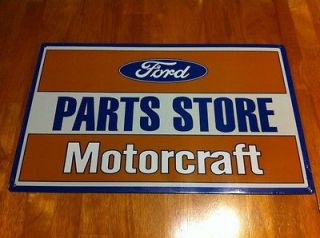 VINTAGE AUTO TRUCK FORD MOTORCRAFT PARTS STORE TIN SIGN MUSTANG SHELBY 
