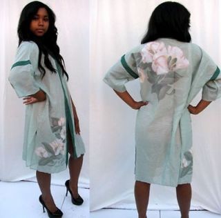 Vtg 80s CACHAREL ANAIS ANAIS Kimono JACKET COAT DRESS ROBE Watercolor 