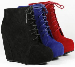 Wedge Round Toe Platform Lace Up Ankle Bootie Boot Glaze Camilla5