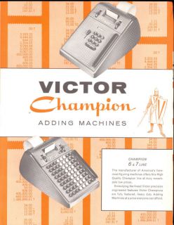 Vintage Brochure VICTOR CHAMPION ADDING MACHINES