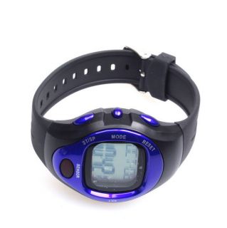 Calorie Counter Pulse Heart Rate Monitor Stop Fitness Watch Blue