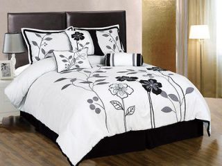   Black Lily Appliqué Comforter Set Bed in a Bag Califorina /Cal King