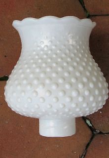 Hobnail Hurricane Lamp Globe Shade Milk Glass Look Vintage Ruffle