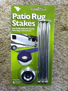 RV / Trailer / Camper Patio Rug Stakes Hold Down Kit Package, 6 Stakes 