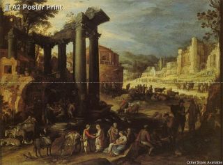 A2 Poster Campo Vaccino with a Gypsy Woman Reading a Palm Paul Bril 