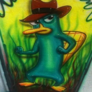 AIRBRUSHED Perry Ferb Perry The Platypus Phineus NEW T SHIRT AIRBRUSH 