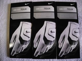   2012 Nike DRI FIT TOUR III Golf Gloves, PICK A SIZE, WHITE w/ BLACK