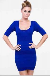 Wow Couture Royal Blue 3/4 Long Sleeve Bandage Dress NEW STYLE *FREE 