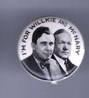 ROOSEVELT WALLACE PIN Button 1940 FDR Willkie Campaign