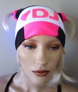 Schminke clothing Rave ponytail hat headband neon Lycra Uv fluro Kandi 