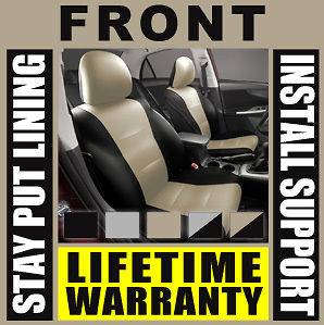 Tan & Black Deluxe Syn Leather Front Car Seat Covers Set Waterproof 