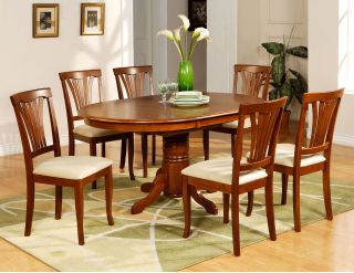   OVAL DINETTE KITCHEN DINING ROOM TABLE WITH 4 UPHOLSTERY CHAIRS BROWN