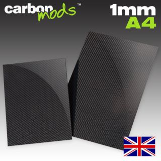 Real Carbon Fibre/Fiber Sheet in 1mm A4 (Hard, Rigid Panel Not Vinyl 