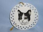 Calico Cat Lattice Christmas Tree Ornament Porcelain Fired Decal Gray 
