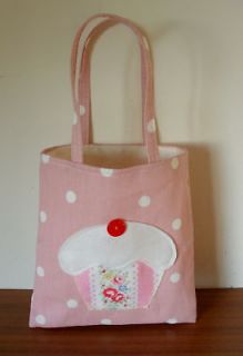 Mini Tote Bag~Cath Kidston Fabric~Lace Stripe Cupcake