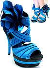 New womens shoes stilettos open toe platform flower teal blue prom 