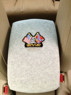 Auto Center Console Armrest Covers F6 LT GRY with AMERICAN/ REBEL FLAG 