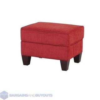 Hekman Lena Transitional Style Rectangular Ottoman   Red with Exposed 