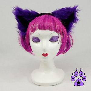 KITTY cat cosplay Goth Anime Hat EARS Neko furry HEADBAND fur 