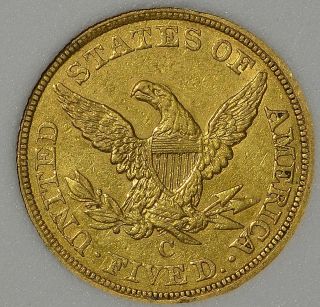 1857 C $5 Gold Charlotte AU++ Almost Uncirculated Half Eagle RARE US 