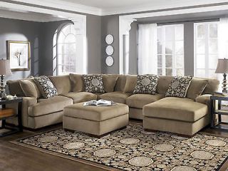 HARRIS   OVERSIZED MOCHA MICROFIBER SOFA COUCH CHAISE SECTIONAL SET 