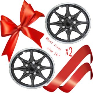 16 Inches All Black Wheel Rim Hub Caps Covers Set of 4 Pieces 
