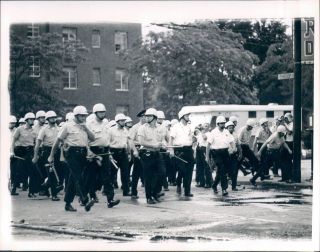 1966 Chicago Police Protective Helmets Move Through Street South Side 