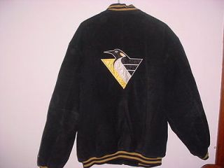   Penguins Pens Pro Player Suede Leather Coat Jacket L Large Vintage