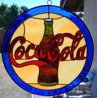COCA COLA STAINED LEADED GLASS   13 DIA   WOW