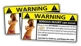 Chevrolet Chevy Truck Warning Horsepower Sexy Sticker