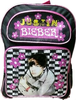 Justin Bieber Medium School Bag Pink Backpack   Checker Flower
