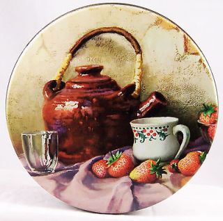   Regal Tea Cup Design Danish Cookie Cake Tin Strawberry Round Empty