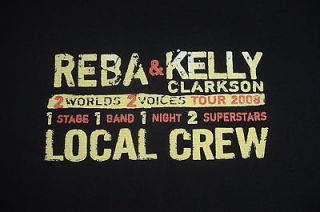 unisex Reba McEntire & Kelly Clarkson rare local crew tour t shirt 