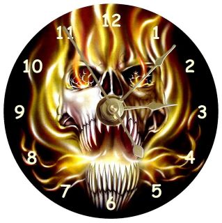 NEW Funky Flaming Skull #2 CD Clock