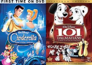 Cinderella & 101 Dalmatians DVDs Disney 2 Disc Sets
