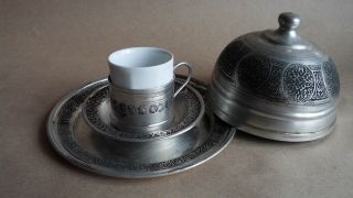 TURKISH COFFEE SET for EPICURE (ehlikeyif ),Copper,Mug/S​aucer/Dome 