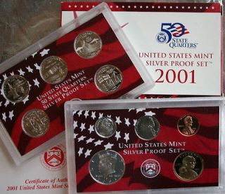 2001 United States Mint ANNUAL 10 Coin SILVER Proof Set