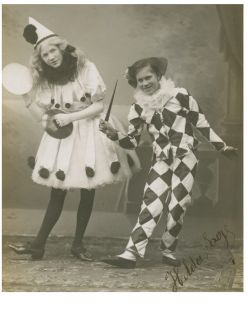 GIRL CLOWNS pierrot & harlequin costumes PHOTO c1912