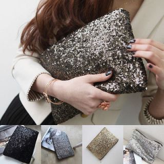 NEW Lady Sparkling Sequins Spangle Clutch Pouch Evening Bags Wallet 