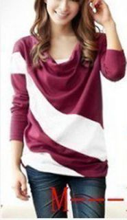 2012 chic red/white stripe long sleeve T Shirt top Blouses #760
