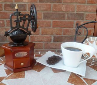 Vintage Hexagon Wrought Iron Coffee Grinder NEW FK29